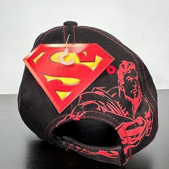 Superman Black & Red Embroidered Logo Baseball Cap - Picture 4 of 7